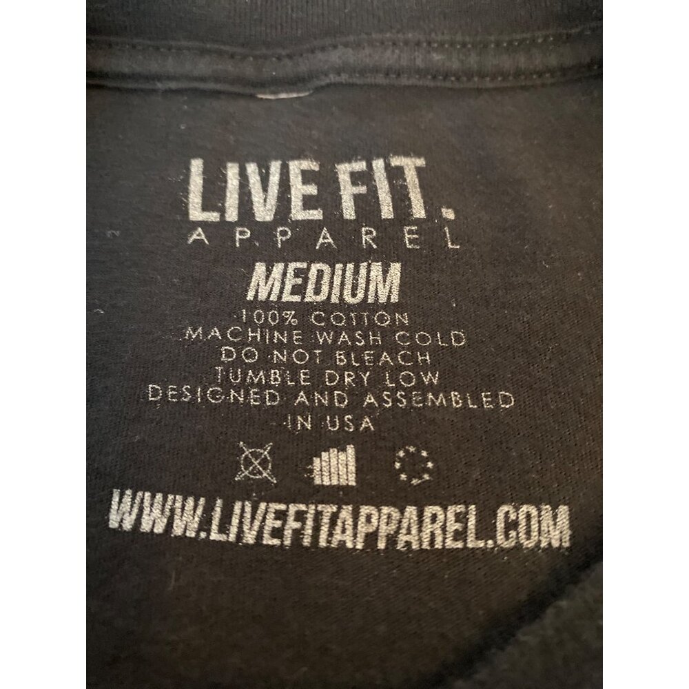 Live Fit "Cheat Day Everyday" Black T-Shirt Medium 100% Cotton USA - Picture 5 of 6
